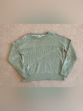 Bearpaw Green Cable-Knit Pullover Sweater Women’s Size M Long Sleeve Crew Neck